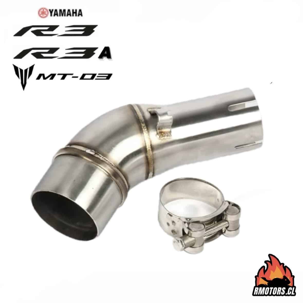CODO DE ACOPLE DE ESCAPE PARA YAMAHA R3, R3A Y MT-03 Codo conector de acero inoxidable para acoplar escapes deportivos de entrada de 51 mm (escapes universales). Compatible con: •Yamaha R3 •Yamaha R3A •Yamaha MT-03 Incluye abrazadera. 💲30.000 CLP 💳 Todo medio de pago! 🚛 Envíos a todo Chile 🇨🇱 📦 Entregas en Viña del Mar! 📞 +56 9 661 525 01 Revisa nuestros productos 👉🏻 @rmotors.cl 🔥