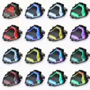 FOCO INTEGRADO LED RGB YAMAHA R3, R3A, y MT-03, MT-07 Estos foco ahumados presentan 108 luces LED, cuentan con señales de dirección secuencial. Su diseño futurista y deportivo complementa la estética de la motocicleta, ofreciendo una apariencia atractiva. Además, el parpadeo secuencial mejora la visibilidad y atrae más atención en comparación con las luces de dirección convencionales. Eficiencia y Durabilidad Estos LEDs son altamente eficientes, bajo calor, bajo consumo de energía y sin estructura de filamento, lo que resulta en un ahorro energético superior a los productos de iluminación tradicionales. Son impermeables, duraderos y tienen un rendimiento elevado a bajas temperaturas. Características Material: 108 perlas de lámpara SMD de alto brillo y carcasa de plástico ABS de alta resistencia. Tipo de fuente de luz: LED Voltaje de entrada: 12V Color de la carcasa: Negro Color de las lentes: Ahumado Grado de impermeabilidad: IPX5 (presunto, para mayor coherencia con la durabilidad e impermeabilidad) Compatibilidad Compatible con: Yamaha R3 Yamaha R3A Yamaha MT-03 Yamaha MT-07 (2013 – 2017) Conexiones Cable negro: Conectado al polo negativo Cable rojo: Conectado a las luces de conducción Cable verde: Conectado a la luz de freno (intermitente continuo) Cable azul: Conectado a la señal de giro izquierda Cable azul: Conectado a la señal de giro derecha