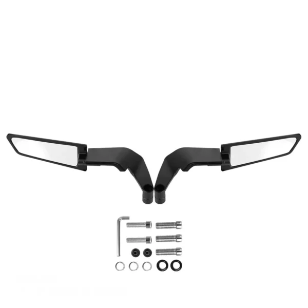 ESPEJO TIPO ALERÓN PARA MOTOS NAKED🔥 Mejora la estética y aerodinámica de tu moto con estos espejos tipo alerón diseñados específicamente para motos NAKED. Con materiales de alta calidad, su diseño moderno y funcional se adapta a cualquier moto naked, ofreciendo un estilo único y mejorando la visibilidad. Incluye: Juego de tornillos de 8 y 10mm. Llave Allen. Estos espejos tipo alerón son ideales para motociclistas que buscan combinar estilo, funcionalidad y un toque deportivo en sus motos naked.