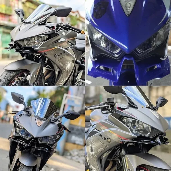 Diseñado para mejorar el estilo aerodinámico de tu Yamaha R3, este alerón frontal o winglet ofrece una apariencia más agresiva y deportiva. Su diseño se integra perfectamente con las líneas de la moto, añadiendo un toque distintivo. Compatibilidad: Yamaha R3 Este alerón es una excelente opción para los entusiastas que buscan personalizar su motocicleta, logrando un look más llamativo y estilizado.