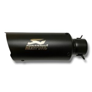 ESCAPE TIPO AKRAPOVIC CORTO COLOR NEGRO🔥 ¿Para qué sirve un escape de moto? Un escape deportivo sirve para que otros conductores puedan notar nuestra presencia en la carretera gracias al sonido perceptible que produce. Además, algunos escapes tienen un diseño deportivo que le da un aspecto más atractivo a la motocicleta. Especificaciones Largo: 25cm Entrada: 51mm con reductor hasta 35mm Cuenta con Pernos y resortes de fijación Abrazadera Acople reductor