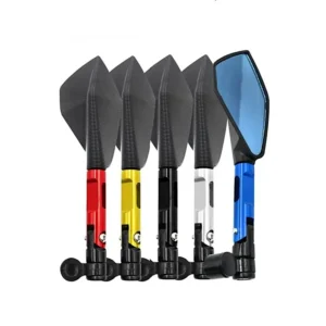 ESPEJOS RETROVISORES PARA MOTO 🔥 Descripción: Estos espejos retrovisores para moto cuentan con un diseño deportivo de brazo corto, perfectos para renovar el estilo de tu moto. Fabricados con carcasa metálica, son resistentes y duraderos, ofreciendo un toque moderno y funcional. Vienen presentados en caja e incluyen todos los pernos y accesorios necesarios para su instalación. Características: Diseño deportivo de brazo corto. Carcasa metálica para mayor durabilidad. Incluye pernos y accesorios para una fácil instalación. Disponible en varios colores: Dorado, Negro, Plateado, Rojo y Azul.