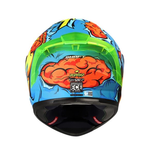 CASCO PARA MOTO SHAFT SH-526SP DESTROYED🔥 El casco integral de moto de la marca Shaft, modelo SH-526SP, ofrece un diseño avanzado y características innovadoras para brindar a los motociclistas una experiencia de conducción segura y cómoda. Detalles: Marca: Shaft Modelo: SH-526SP Carcasa de ABS: Fabricada con termoplástico de alta resistencia que proporciona una protección sólida. Tecnología SAT: Interior equipado con la Tecnología de Absorción de Impactos para una absorción eficiente de impactos. Tapizado de lujo: Tela 100% de poliéster con propiedades antibacterianas, ofreciendo comodidad y ajuste excepcionales. Cubre barbilla de tela: Ayuda a impedir el ingreso de viento al interior del casco. Peso: 1.450 gramos (+- 50 gramos), garantizando protección sin comprometer la comodidad. Visor de policarbonato: Con protección UV y resistente a rayaduras para una visión clara y protegida. Ventilaciones: Frontales y superiores ajustables para una circulación de aire personalizada. Salidas posteriores fijas: Permiten la evacuación eficiente del aire al interior del casco. Sistema de broche micrométrico ajustable: Asegura un cierre seguro y un ajuste personalizado. Tamaño de coraza único: Diseñado para adaptarse a todas las tallas. Sistema de intercomunicador: Listo para integrar un sistema de intercomunicador para una experiencia de conducción conectada. Compatible con Pinlock 30: Permite la integración del Pinlock 30 (no incluido) para mantener una visión clara en condiciones de humedad. Certificaciones de seguridad: Cumple con la norma europea ECE-R 2205 y la colombiana RES1080, cumpliendo con estándares de seguridad reconocidos internacionalmente. El casco SH-526SP de Shaft es un ejemplo de innovación y calidad, proporcionando a los motociclistas una protección confiable y estilo excepcional en cada viaje. Cuenta con: Funda protectora Alerón trasero