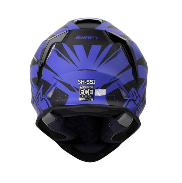 CASCO SHAFT 551 PRIMITIVE AZUL🔥 El casco de moto integral Shaft modelo SH-551 combina tecnología avanzada y diseño ergonómico para proporcionar un nivel excepcional de seguridad y comodidad durante tus viajes. Detalles: Marca: Shaft Modelo: SH-551 Material: Carcasa de ABS, un termoplástico de alta resistencia para una protección sólida. Interior: Tecnología SAT (Tecnología de Absorción de Impactos) para una absorción eficiente de impactos. Tapizado: Tela 100% de poliéster con propiedades antibacteriales para mayor comodidad y ajuste. Cubre barbilla: Tela para impedir el ingreso de viento al interior del casco. Peso: 1.390 gramos (+- 50 gramos), proporcionando comodidad sin sacrificar la seguridad. Visor: Policarbonato con protección UV y anti-rayaduras para una visión clara y protegida. Ventilaciones: Frontales y superiores ajustables para una circulación de aire personalizada. Salidas posteriores: Fijas para permitir la evacuación eficiente del aire al interior del casco. Sistema de cierre: Broche micrométrico ajustable para un cierre seguro y ajuste personalizado. Ajuste: Óptimo con dos tamaños de coraza disponibles. Compatibilidad: Pinlock 30 (No incluido) para mantener una visión clara en condiciones de humedad. Certificación: Norma europea ECE-R 2205 y la colombiana RES1080, garantizando estándares de seguridad reconocidos internacionalmente. El casco integral SH-551 de Shaft no solo cumple con rigurosas normas de seguridad, sino que también ofrece un diseño elegante y funcional para los motociclistas exigentes. Cuenta con: Funda protectora
