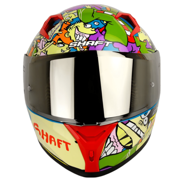 CASCO INTEGRAL 526SP EVO ED HEADS + VISOR TRANSPARENTE DE REGALO. EDICIÓN LIMITADA El casco SH-526SP Evo de la marca Shaft es una edición limitada en colaboración con Cartoon Network, diseñada para los entusiastas de la animación que buscan estilo y seguridad en la carretera.