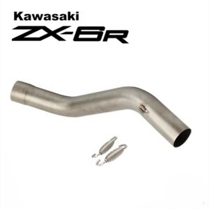 MEDIA LINEA DE ESCAPE PARA KAWASAKI ZX6R🔥 Media linea de escape de acero inoxidable para acoplar escapes deportivos de entrada de 51 mm (escapes universales). Compatible con: •Kawasaki ZX6R Incluye Resortes.