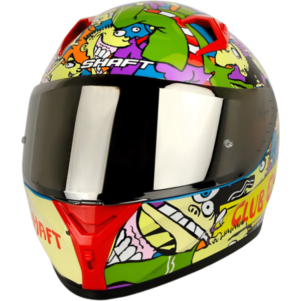 CASCO INTEGRAL 526SP EVO ED HEADS + VISOR TRANSPARENTE DE REGALO. EDICIÓN LIMITADA El casco SH-526SP Evo de la marca Shaft es una edición limitada en colaboración con Cartoon Network, diseñada para los entusiastas de la animación que buscan estilo y seguridad en la carretera.