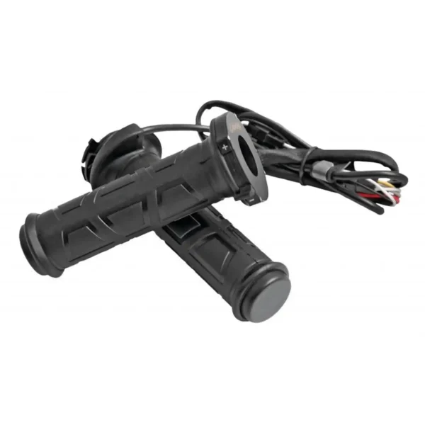 PUÑOS CALEFACTABLES PARA MOTO Explora nuestros puños calefaccionados, la solución ideal para mantener tus manos abrigadas durante los días fríos. Diseñados para brindar confort y funcionalidad, son perfectos para quienes no dejan de rodar en invierno. Características: • Compatibles con manillares de 22 mm (7/8 pulgadas) • 4 niveles de temperatura regulables • Switch de encendido/apagado incorporado • Instalación directa a la batería de la moto Con estos puños calefaccionados, podrás disfrutar de cada ruta con mayor comodidad, sin importar las condiciones climáticas.